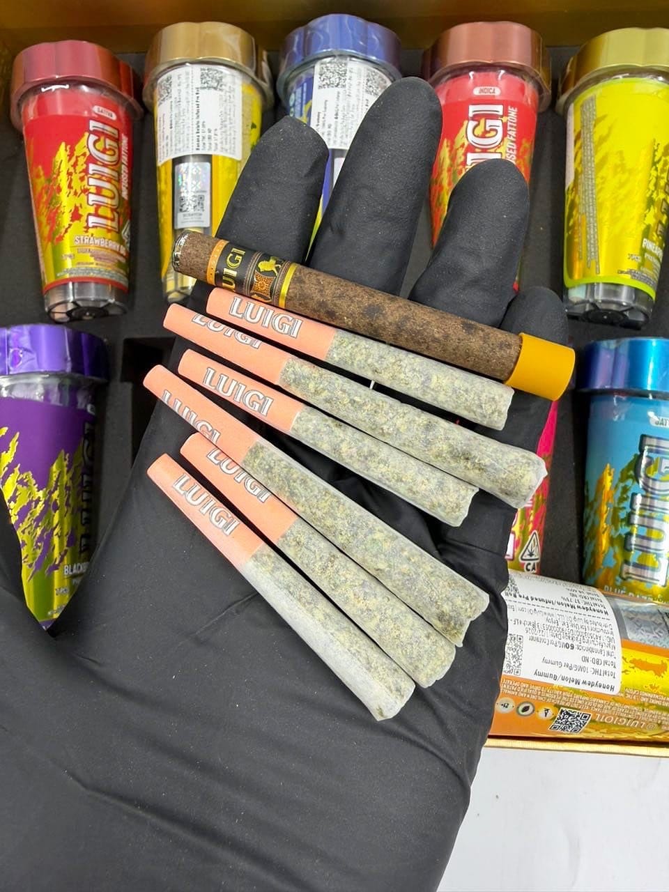 Luigi Fat Ones Prerolls Authentic | 6 Cones + 1 Blunt Jar | CannalDripsLeaf